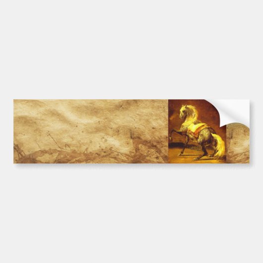 DRUKHOORSE, bruine goudgeel Bumpersticker (Voorkant)
