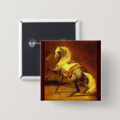 DRUKHOORZUUR, Goudgeel bruin Vierkante Button 5,1 Cm (Voorkant /achterkant)