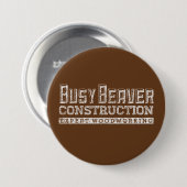Drukke Bever Constructie Wit GFX Ronde Button 7,6 Cm (Voorkant /achterkant)