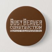 Drukke Bever Constructie Wit GFX Ronde Button 7,6 Cm (Voorkant)
