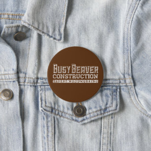 Drukke Bever Constructie Wit GFX Ronde Button 7,6 Cm