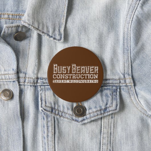 Drukke Bever Constructie Wit GFX Ronde Button 7,6 Cm (In situ)