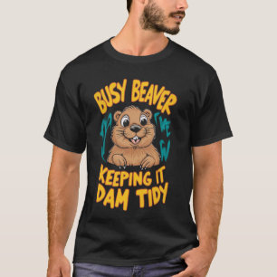 Drukke bever houden het Dam opgeruimd vies grappig T-shirt