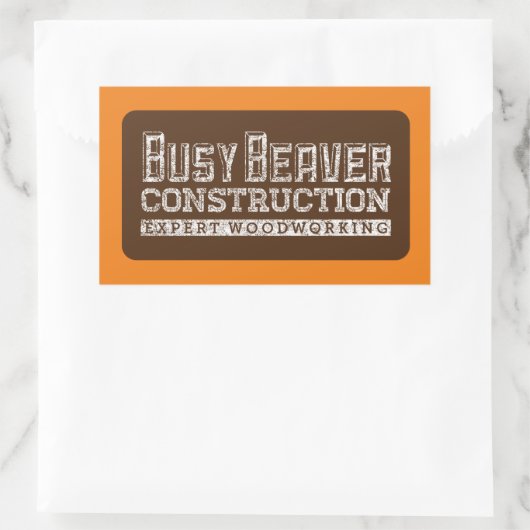 Drukke Beverconstructie Wit Gfx Bruin Sinaasappel Rechthoekige Sticker (Tas)
