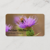 Drukke bij op Paarse distel horizontaal formaat Visitekaartje (Voorkant)