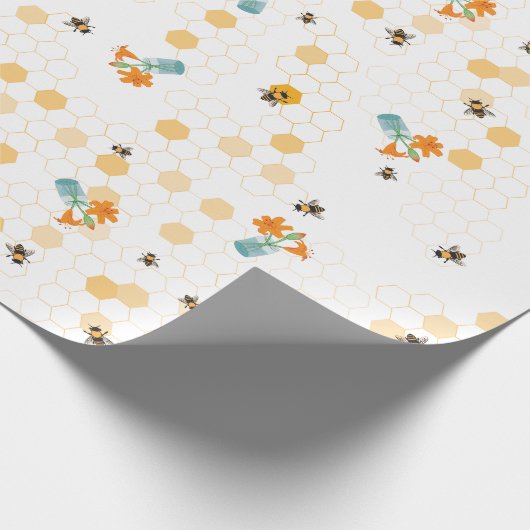 Drukke Bijen en Daglelies Inpakpapier (Hoek)