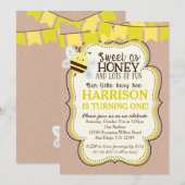 Drukke Bijen Verjaardag Uitnodiging voor jongen of (Voorkant / Achterkant)