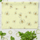 Drukke bijen vliegpad patroon geel theedoek (Gevouwen)