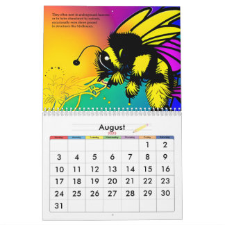 Drukke bijentabelkalender kalender