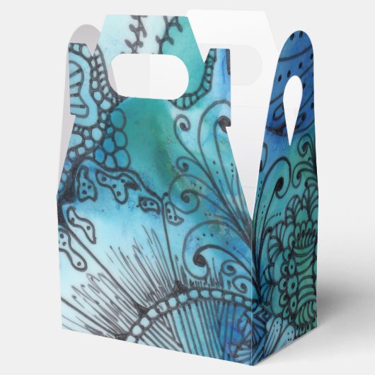 Drukke blauwe gunst box bedankdoosjes (Geopend)