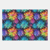 Drukke Bloemen Tie Dye patroon set 3 Inpakpapier Vel (Voorkant)