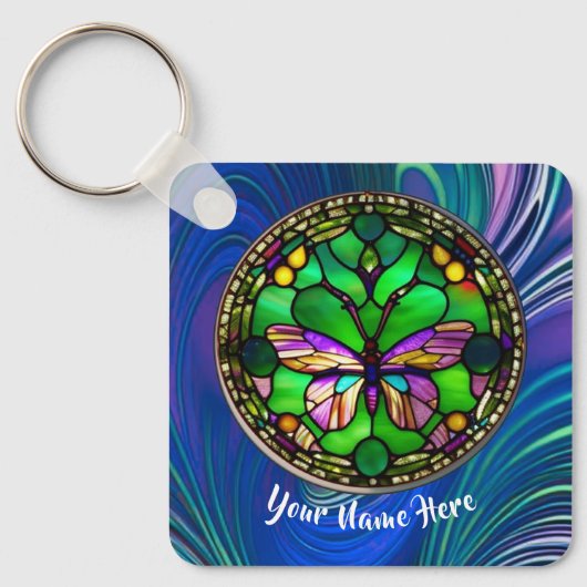 Drukke Butterfly gepersonaliseerde Sleutelhanger (Voorkant)