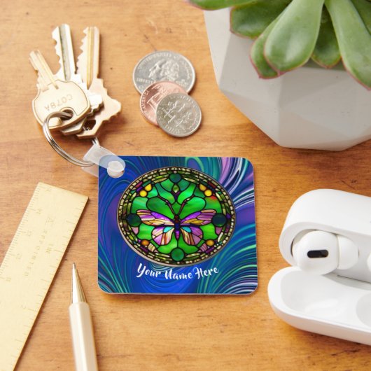 Drukke Butterfly gepersonaliseerde Sleutelhanger (Bureau)