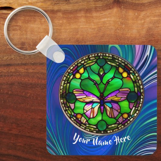 Drukke Butterfly gepersonaliseerde Sleutelhanger (Voorkant)