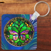 Drukke Butterfly gepersonaliseerde Sleutelhanger (Achterkant)