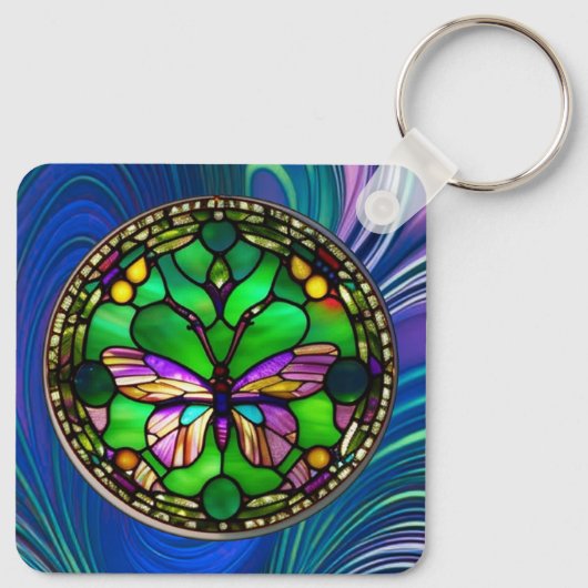 Drukke Butterfly gepersonaliseerde Sleutelhanger (Achterkant)