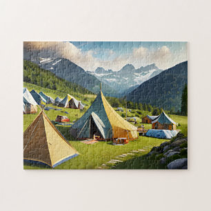 Drukke camping Easy Brain Art Puzzel Foto Puzzels