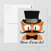 drukke Cartoon Mustache Cat Friendship Briefkaart (Voorkant / Achterkant)