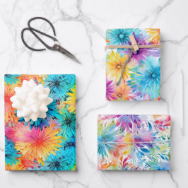 Drukke Floral Tie Dye patroon set 1 Inpakpapier Vel