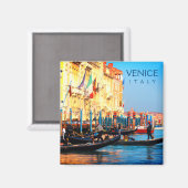 Drukke gondel station in Venetië, Italië Magneet (Voorkant / Achterkant)