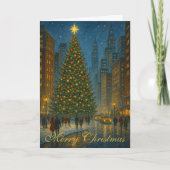 Drukke Kerststad Elegante Aangepaste Groet Kaart (Voorkant)