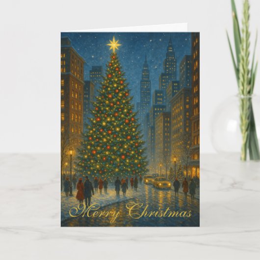 Drukke Kerststad Elegante Aangepaste Groet Kaart (Voorkant)