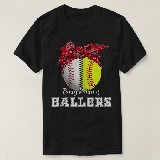 Drukke opvoeden ballers softbal honkbal m t-shirt (Design voorkant)