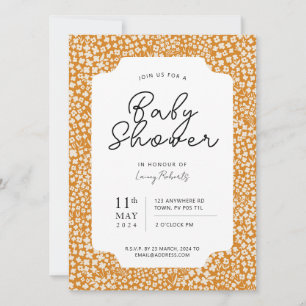 Drukke Retro Ditsy Bloemen Sinaasappel en Beige Do Kaart