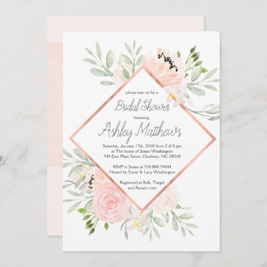 drukke Shower Invitation, cactus Kaart (Voorkant / Achterkant)