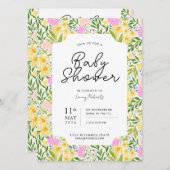 Drukke Spring Daffodil gooide Floral Baby shower Kaart (Voorkant / Achterkant)
