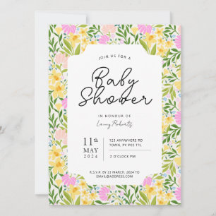 Drukke Spring Daffodil gooide Floral Baby shower Kaart