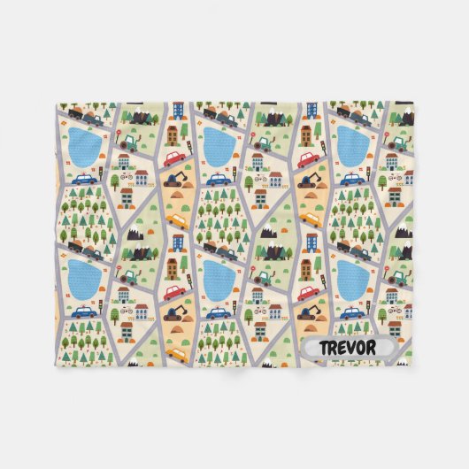 Drukke stadswegen Kinderen gepersonaliseerd Fleece Deken (Voorkant (Horizontaal))