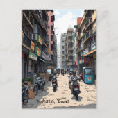 Drukke straat van het centrum van Kolkata, India Briefkaart (Voorkant)