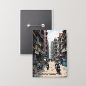 Drukke straat van het centrum van Kolkata, India Button (Voorkant / Achterkant)