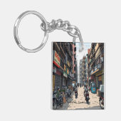 Drukke straat van het centrum van Kolkata, India Sleutelhanger (Voorkant Links)