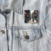 Drukke straat van het centrum van Kolkata, India Vierkante Button 5,1 Cm (In situ)