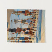Drukke strandwandeling wandkleed (Voorkant (horizontaal))