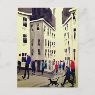 Drukke Street scene Briefkaart