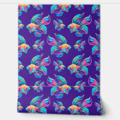 Drukke vissen diep blauw behang (Afrollen)