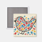 Drukke vogels koelkastmagneet magneet (Voorkant / Achterkant)