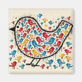 Drukke vogels koelkastmagneet magneet (Voorkant)