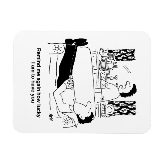 Drukke vrouw terwijl de ijdele echtgenoot rust. gr magneet (Horizontaal)