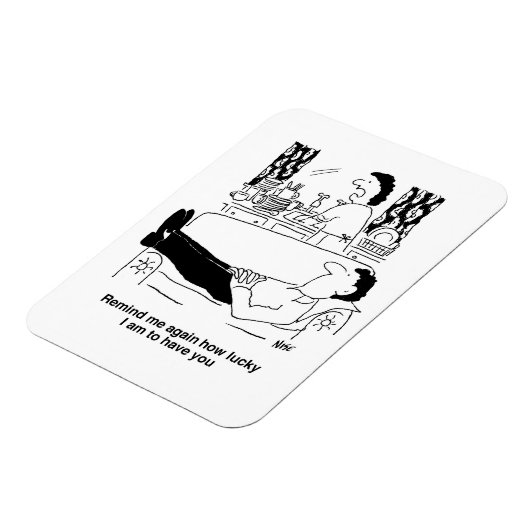 Drukke vrouw terwijl de ijdele echtgenoot rust. gr magneet (Linkerzijde)