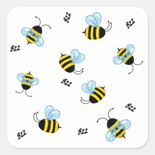 Drukke zoemende hommels mousepad vierkante sticker (Voorkant)