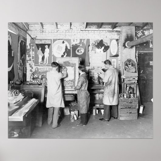 Drukkerij, 1921. Oude foto Poster (Voorkant)