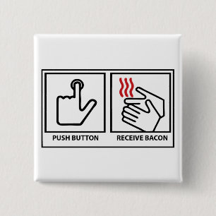 drukknop ontvang bacon vierkante button 5,1 cm