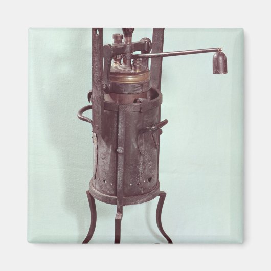 Drukkoker, uitgevonden door Denis Papin 1679 Magneet (Voorkant)