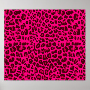 Drukpatroon van neonroze luipaard poster