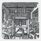 Drukpers Vierkante Sticker (Voorkant)