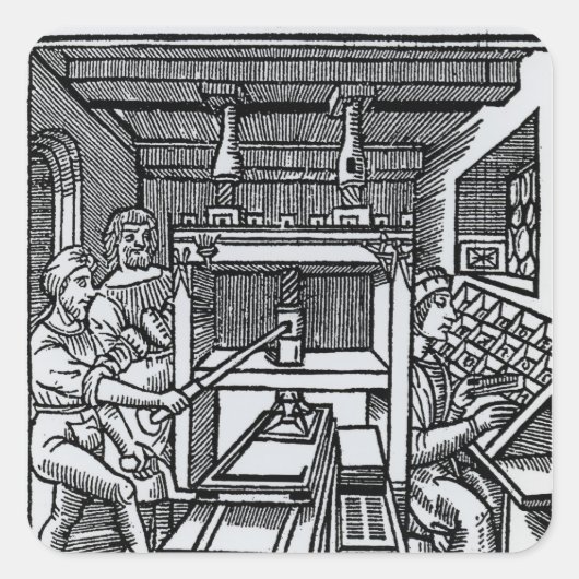 Drukpers Vierkante Sticker (Voorkant)